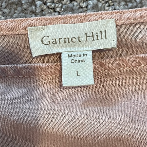 Garnet Hill V-Neck Linen Boxy Tee, Blush Pink, Short Sleeves, Lightweight, Sz S - Picture 4 of 12
